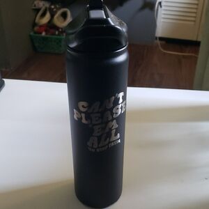 Black Insulated Water Bottle with Text